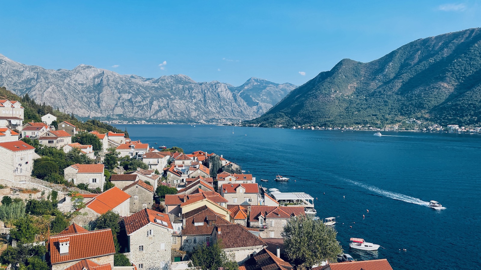 View to the Kotor Bay from Perast city