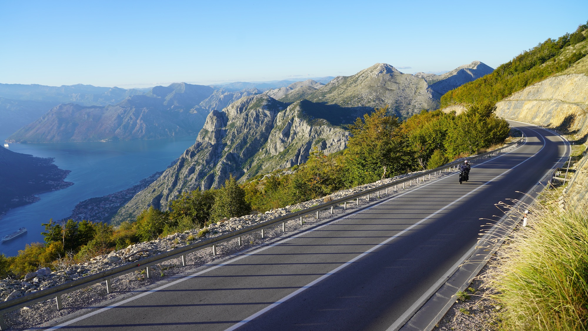 Scenic road Lovcen national park with view to Kotor Bay